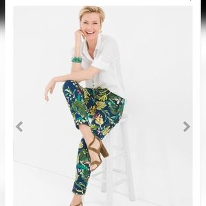 nwt CHICO'S comfort waist luxe tropical cuffed pant 1 ankle length trouser 8/M